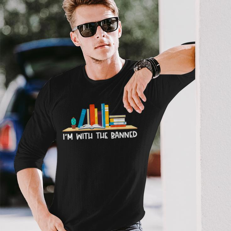 Books Lovers Im With The Books Bookshelf Hilarious Long Sleeve T-Shirt T-Shirt Gifts for Him