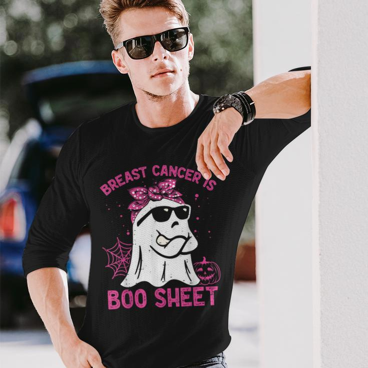 Breast Cancer Is Boo Sheet Breast Cancer Warrior Halloween Long Sleeve T-Shirt Gifts for Him