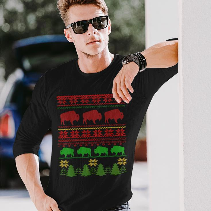 Buffalo Ugly Christmas Sweater Long Sleeve T-Shirt Gifts for Him