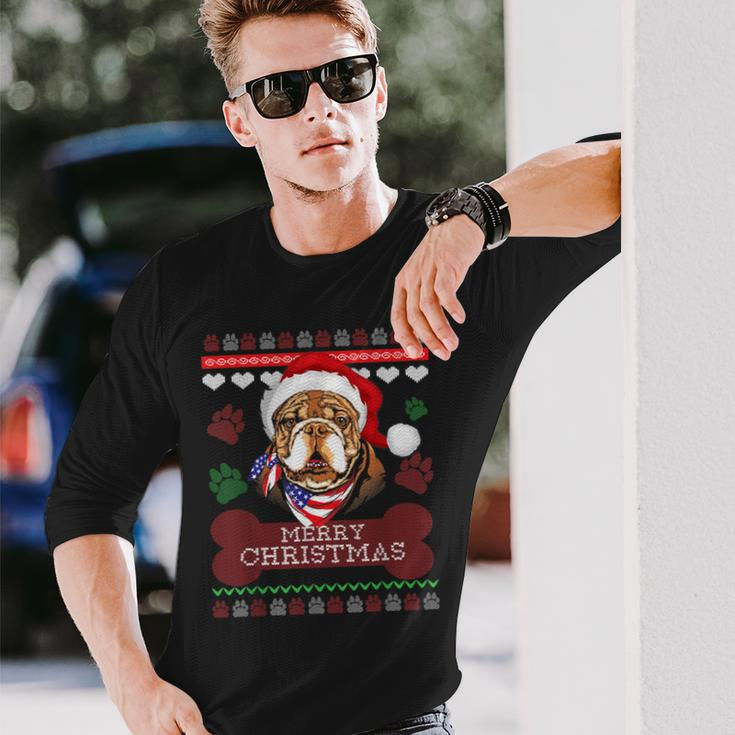 Bulldog Owner Ugly Christmas Sweater Style Long Sleeve T-Shirt Gifts for Him