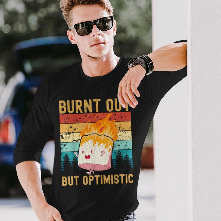 Burnt Out But Optimistic Cute Marshmallow Camping Vintage Long Sleeve T-Shirt T-Shirt Gifts for Him