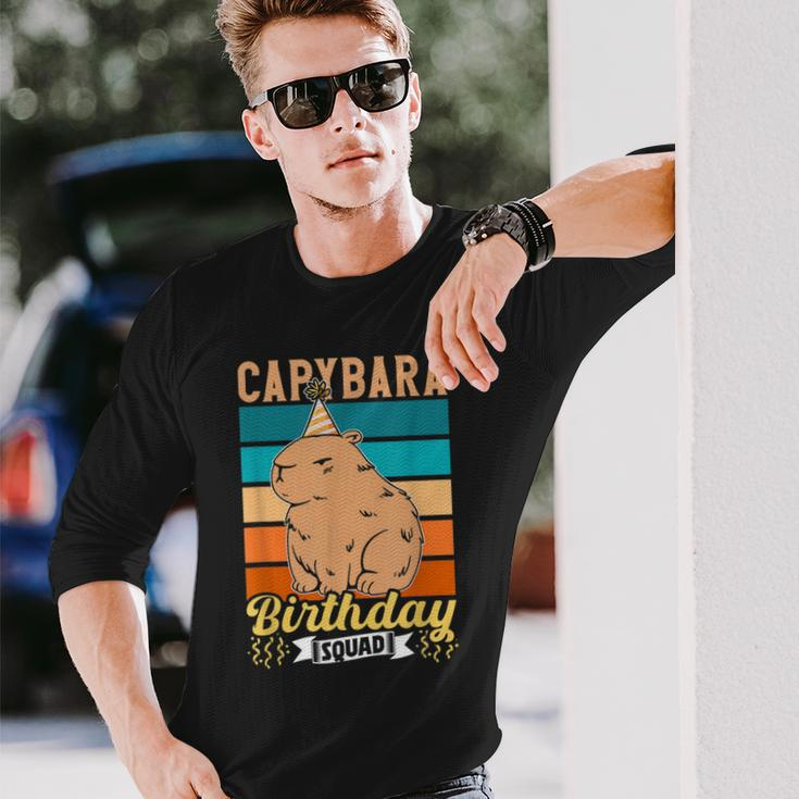 Capybara Birthday Squad Lover Capybaras Rodent Animal Long Sleeve T-Shirt Gifts for Him