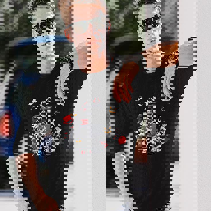 Cats In Horror Movie Costumes On Cat Condo Halloween Halloween Long Sleeve T-Shirt Gifts for Him