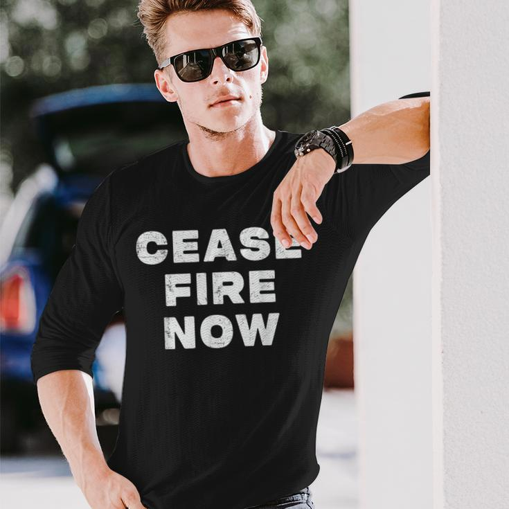 Cease Fire Now Not In Our Name Long Sleeve T-Shirt Gifts for Him
