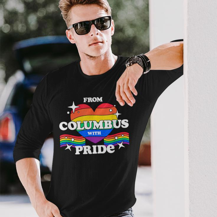 From Columbus With Pride Lgbtq Gay Lgbt Homosexual Long Sleeve T-Shirt Gifts for Him