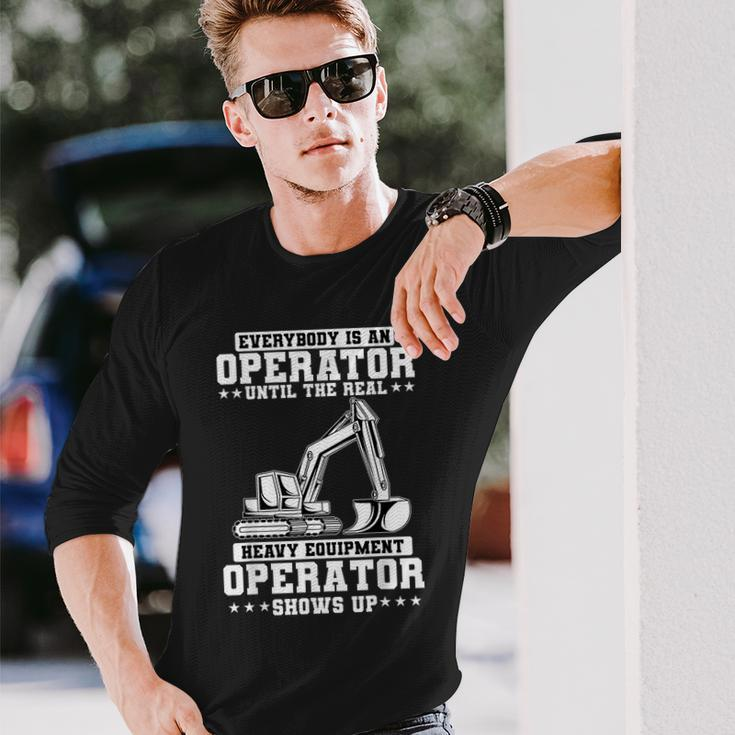 Construction Worker Excavator Heavy Equipment Operator Construction Long Sleeve T-Shirt Gifts for Him
