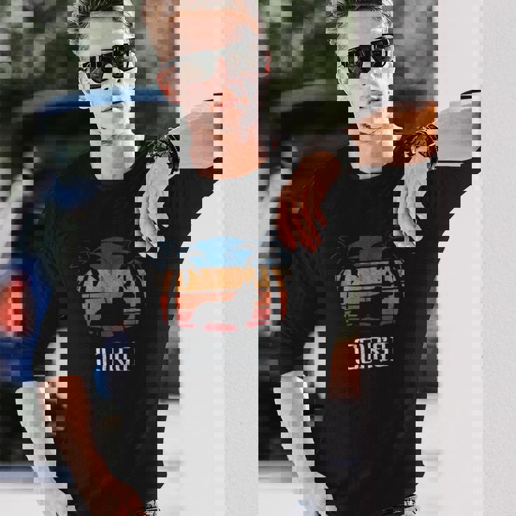 Corgi Dog Retro 70S 80S Beach Long Sleeve T-Shirt T-Shirt Gifts for Him