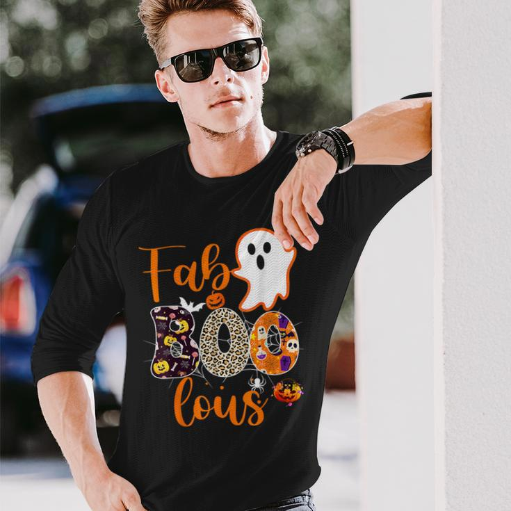 Cute Boo Ghost Halloween Fab Boo Lous Leopard Long Sleeve T-Shirt Gifts for Him