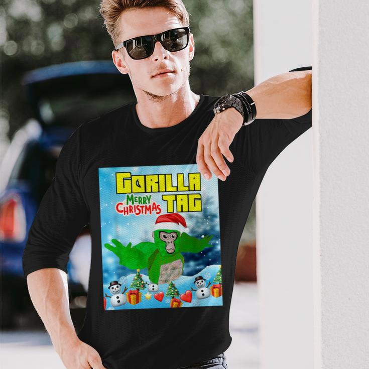 Cute Gorilla Tag Monke Vr Gamer Holidays Christmas Day Long Sleeve T-Shirt Gifts for Him