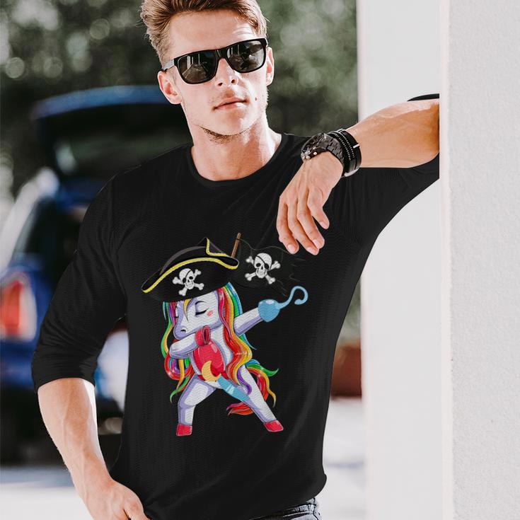 Cute Pirate Unicorn Dabbing Apparel Halloween Costume Long Sleeve T-Shirt Gifts for Him