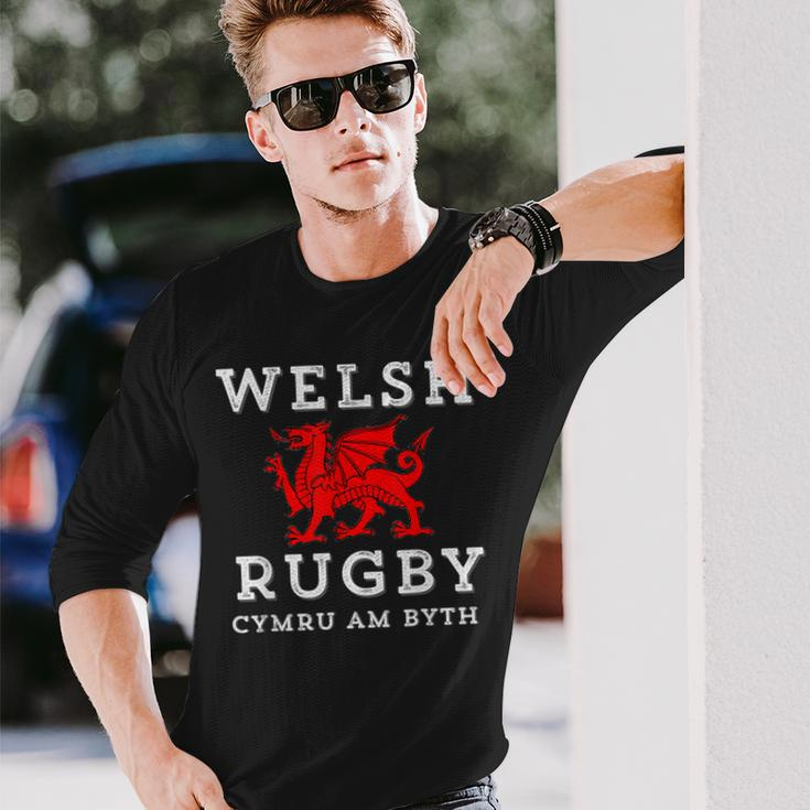 Cymru Am Byth Welsh Rugby Wales Forever Dragon Long Sleeve T-Shirt Gifts for Him