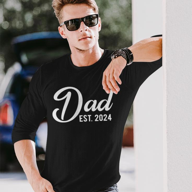 Dad Est 2024 First Fathers Day 2024 Promoted To Daddy Long Sleeve T-Shirt Gifts for Him
