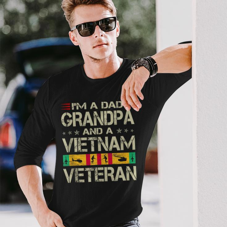 Im A Dad Grandpa And Vietnam Veteran Fathers Day Retro Long Sleeve T-Shirt Gifts for Him