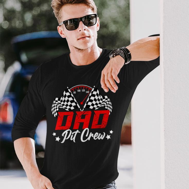 Dad Pit Crew Birthday Party Race Car Lover Racing Family Long Sleeve T-Shirt Gifts for Him