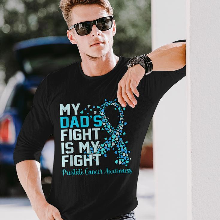 Dads Fight Is My Fight Prostate Cancer Awareness Graphic Long Sleeve T-Shirt Gifts for Him
