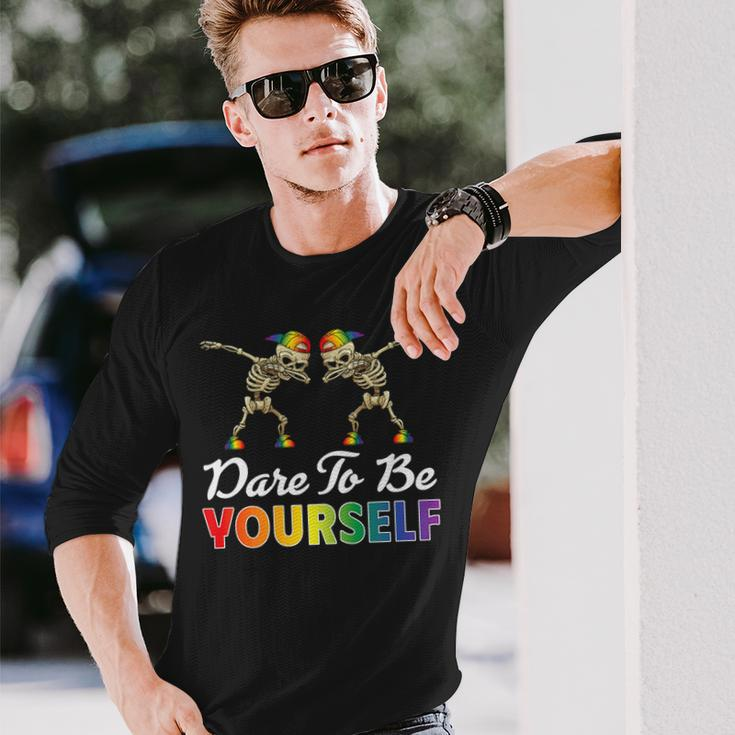 Dare To Be Yourself Cute Lgbt Gay Pride Long Sleeve T-Shirt Gifts for Him