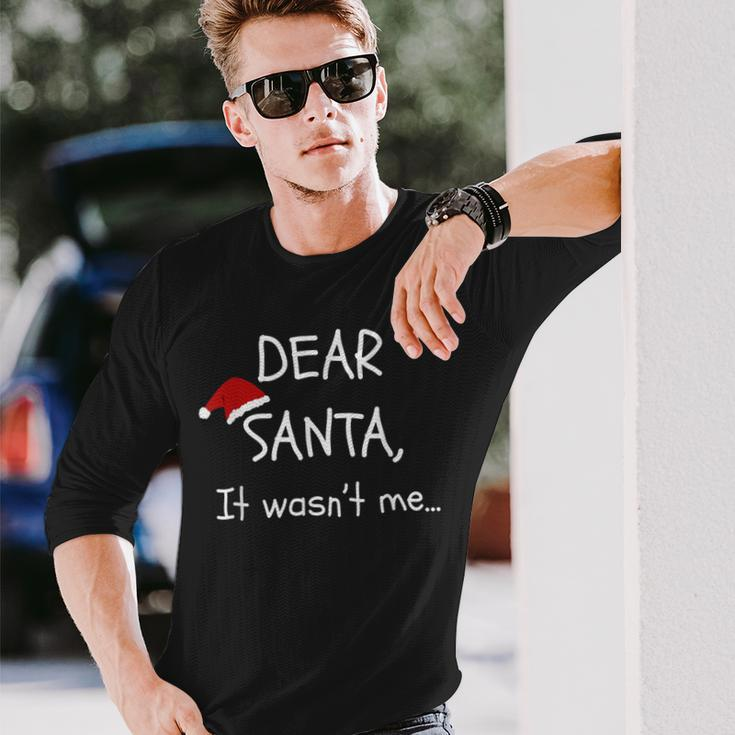 Dear Santa It Wasn't Me Christmas Party Long Sleeve T-Shirt Gifts for Him