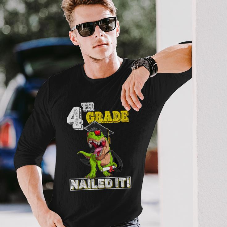 Dinosaur Graduation Hat Fourth Grade Nailed It Class Of 2031 Long Sleeve T-Shirt T-Shirt Gifts for Him