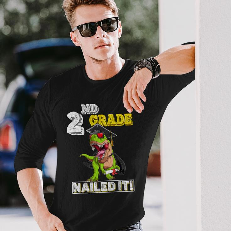 Dinosaur Graduation Hat Second Grade Nailed It Class Of 2033 Long Sleeve T-Shirt T-Shirt Gifts for Him