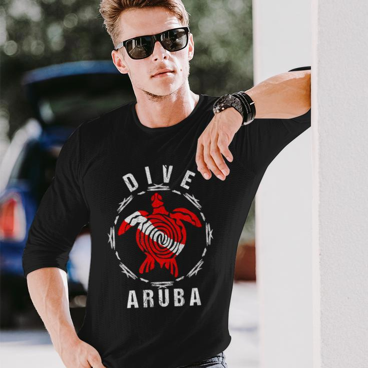 Dive Aruba Vintage Tribal Turtle Long Sleeve T-Shirt Gifts for Him