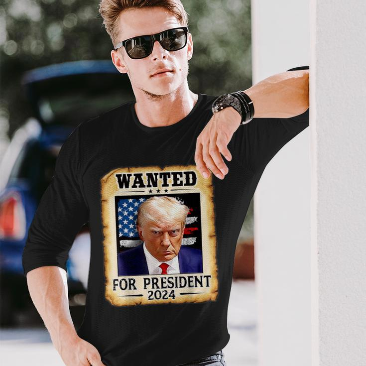 Donald Trump Shot Wanted For US President 2024 Long Sleeve T-Shirt Gifts for Him