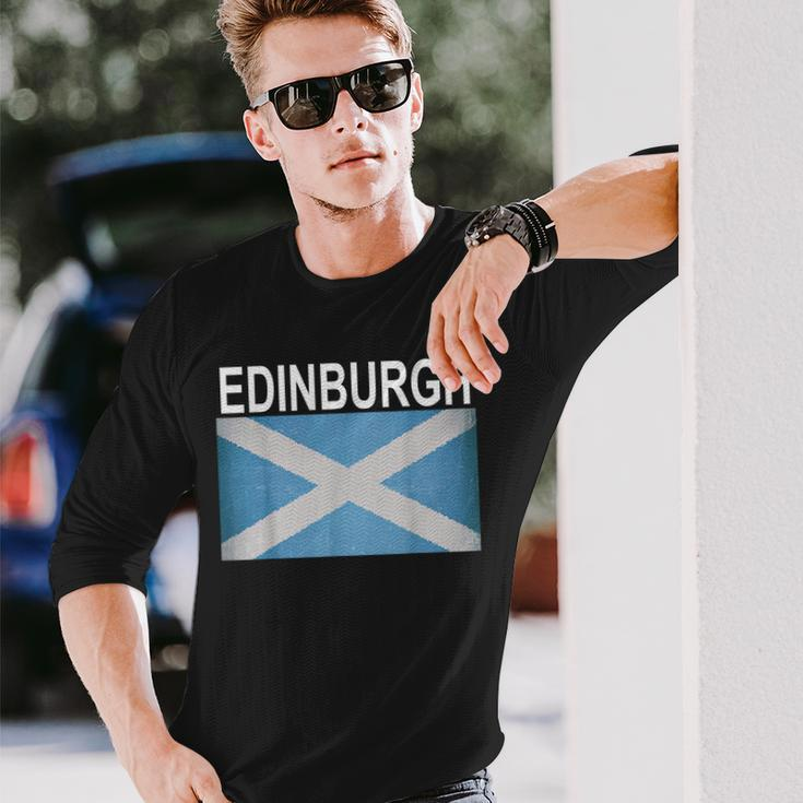 Edinburg Scotland Flag Artistic City Long Sleeve T-Shirt Gifts for Him