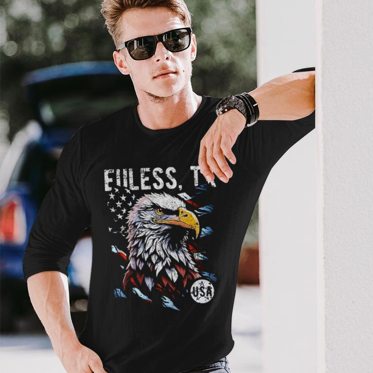 Euless Tx Patriotic Eagle Usa Flag Vintage Style Long Sleeve T-Shirt Gifts for Him