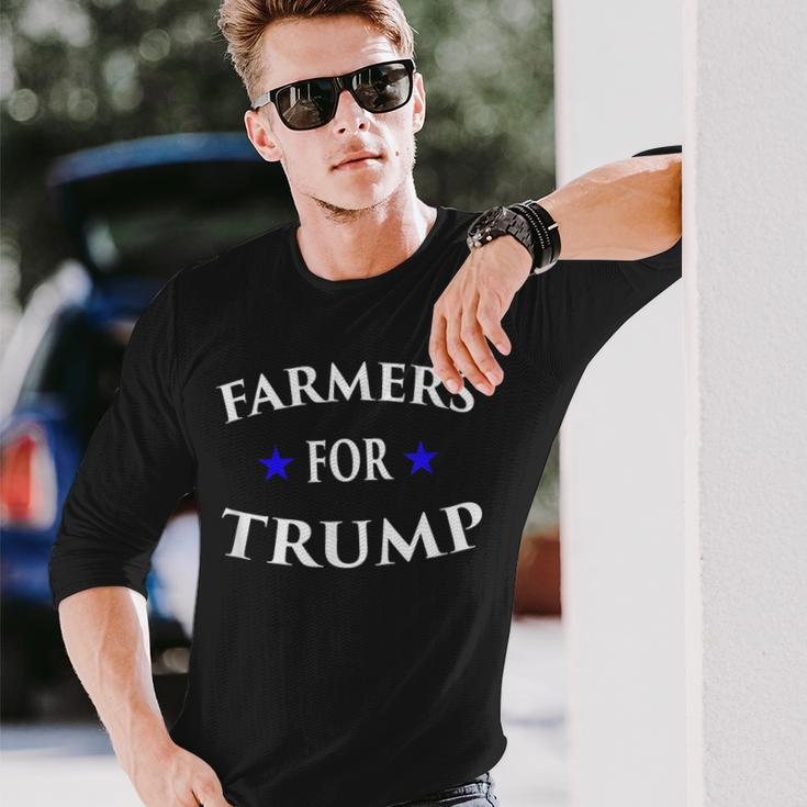 Farmers For Trump Farm Ranch Tractor Heartland Country Long Sleeve T-Shirt Gifts for Him