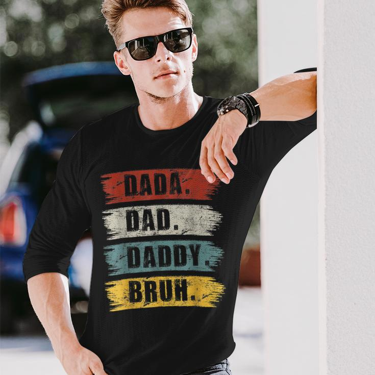 Fathers Day Dada Daddy Dad Bruh Vintage Long Sleeve T-Shirt Gifts for Him