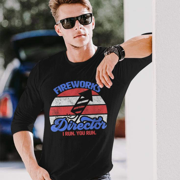 Fireworks Director I Run You Run 4Th Of July Retro Long Sleeve T-Shirt Gifts for Him
