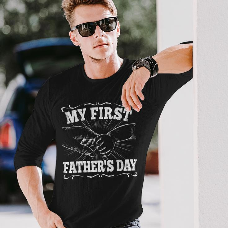 My First Fathers Day Dad Daddy Papa Fathers Day Long Sleeve T-Shirt Gifts for Him