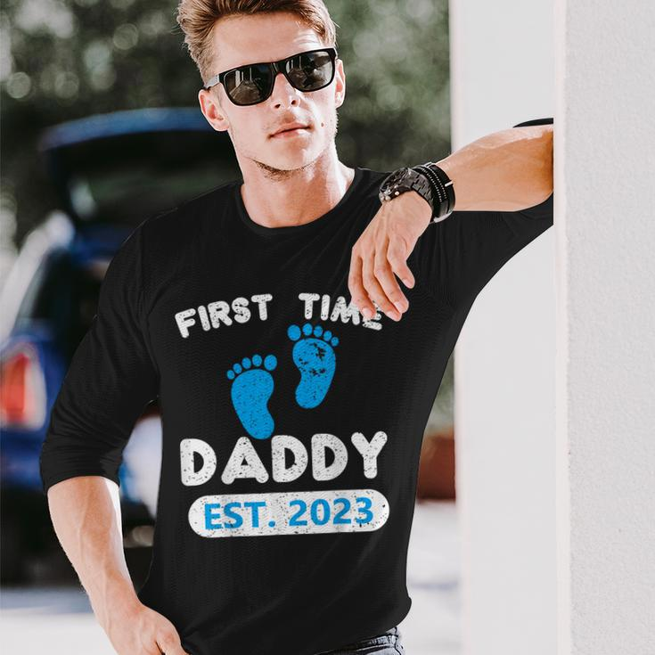 First Time Daddy Est 2023 Fathers Day Grandparents Son Long Sleeve T-Shirt Gifts for Him