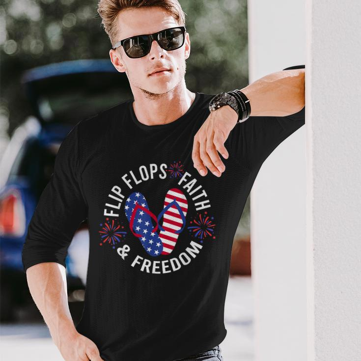 Flip Flops Faith And Freedom Long Sleeve T-Shirt Gifts for Him