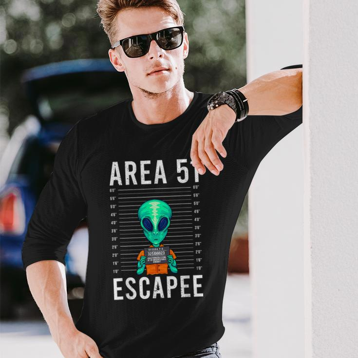 Alien Art Alien Lover Area 51 Escapee Alien Long Sleeve T-Shirt Gifts for Him