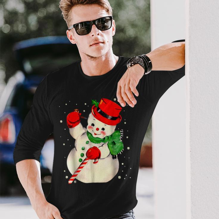 Christmas Snowman Matching Family Pajama Xmas Vintage Long Sleeve T-Shirt Gifts for Him