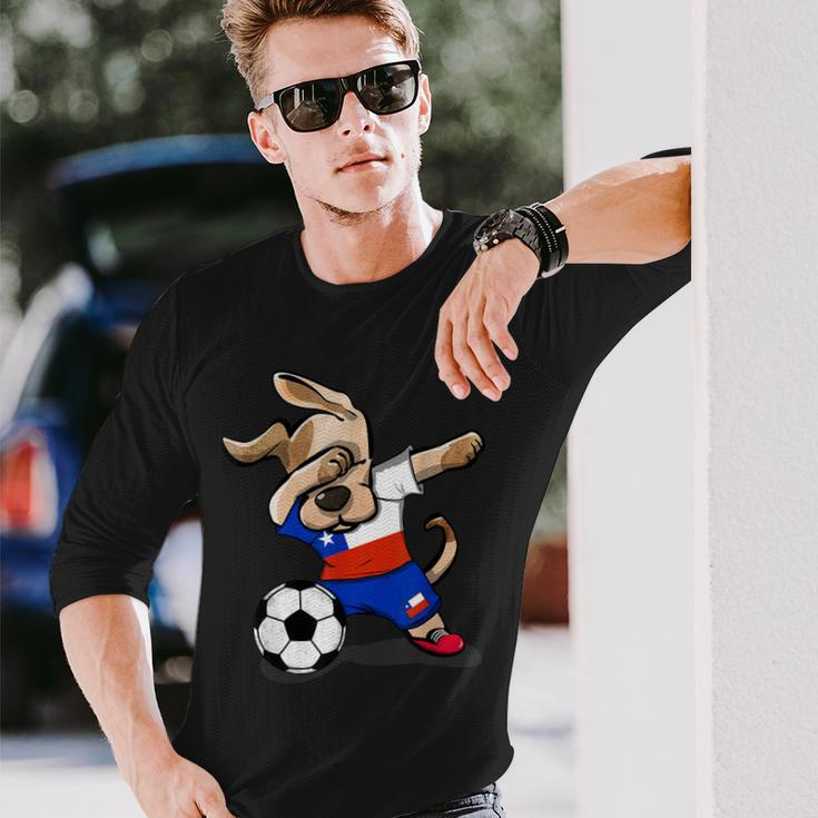 Dabbing Dog Chile Soccer Jersey Chilean Football Lover Long Sleeve T-Shirt Gifts for Him