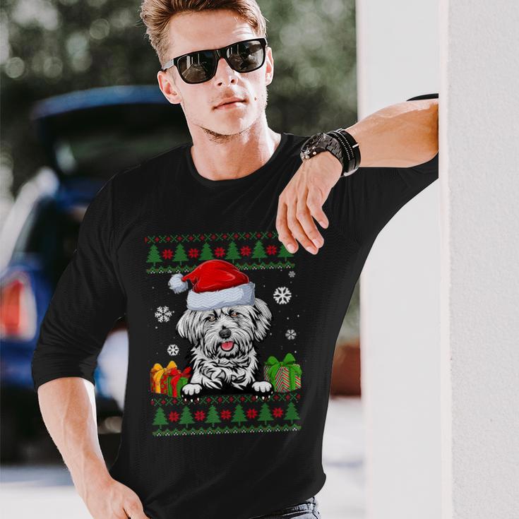 Dog Lovers Lhasa Apso Santa Hat Ugly Christmas Sweater Long Sleeve T-Shirt Gifts for Him