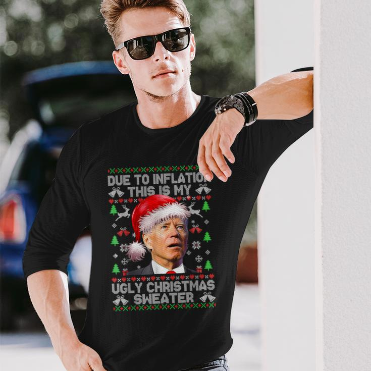 Joe Biden Due To Inflation Ugly Christmas Sweaters Long Sleeve T-Shirt Gifts for Him