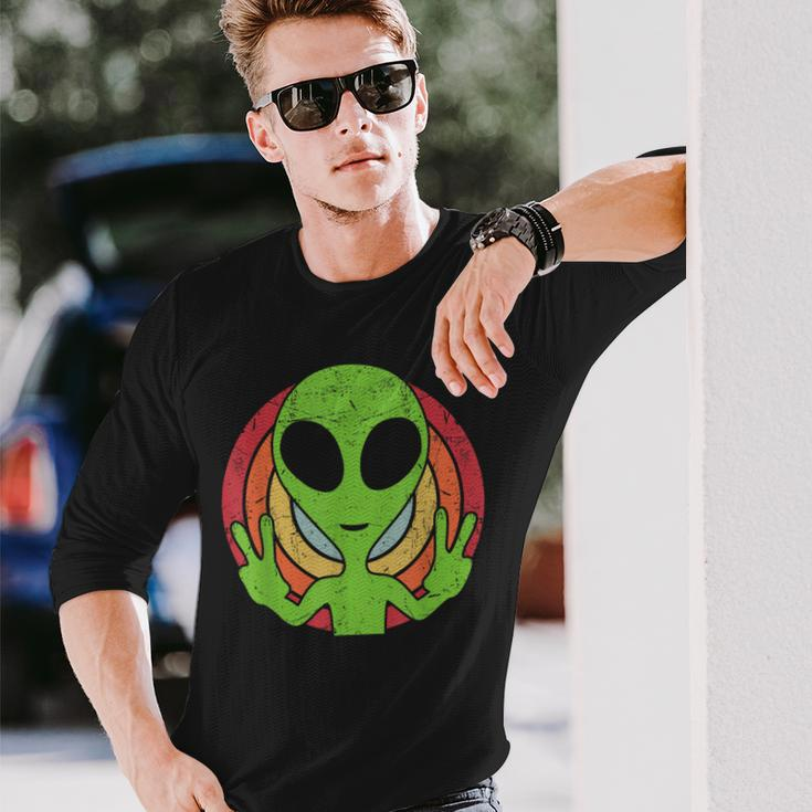Retro 80'S Style Vintage Ufo Lover Alien Space Long Sleeve Gifts for Him
