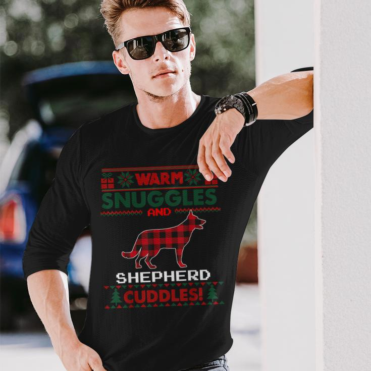 German Shepherd Dog Christmas Pajama Ugly Christmas Sweater Long Sleeve T-Shirt Gifts for Him