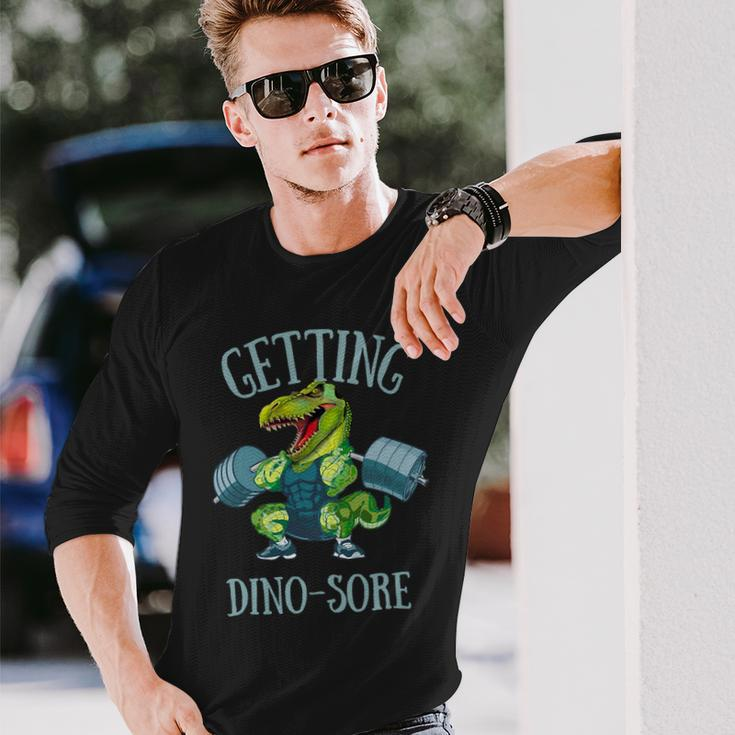 Getting Dinosore Weight Lifting Workout Gym Long Sleeve T-Shirt Gifts for Him