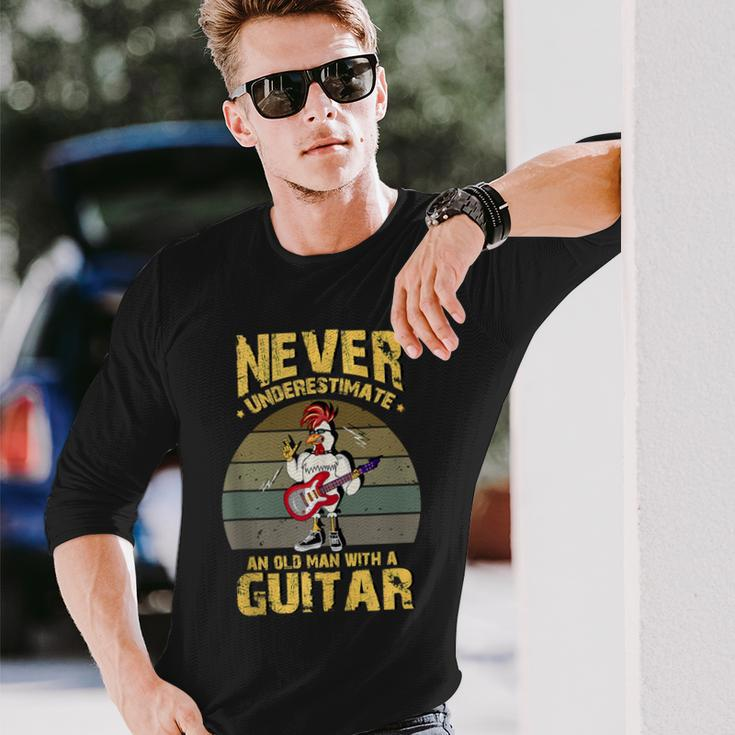 Never Underestimate An Old Man With A Guitar Long Sleeve T-Shirt Gifts for Him