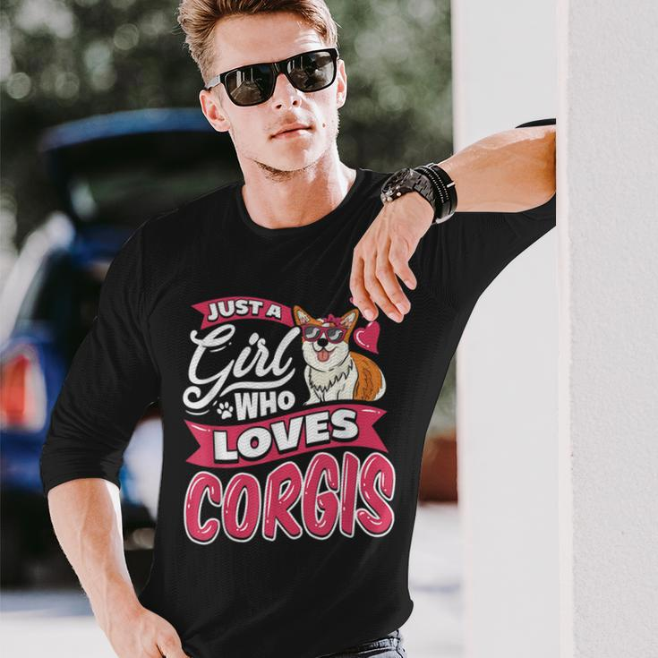 A Girl Who Loves Corgis Dog Puppy Spirit Animal Pet Owner Long Sleeve T-Shirt T-Shirt Gifts for Him