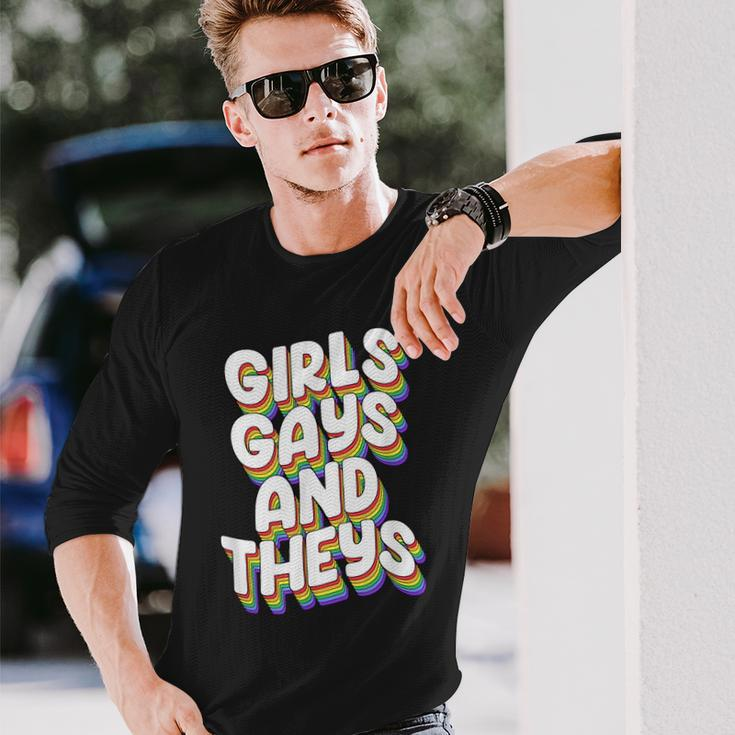 Girls Gays And Theys Lgbtq Pride Parade Ally Long Sleeve T-Shirt T-Shirt Gifts for Him