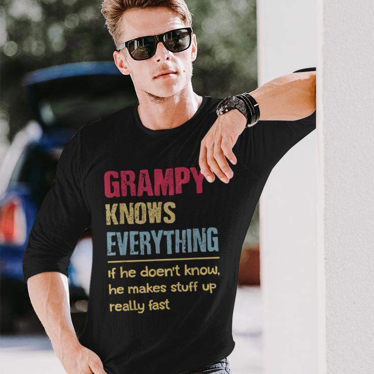 Grampy Know Everything Grandpa Long Sleeve T-Shirt T-Shirt Gifts for Him