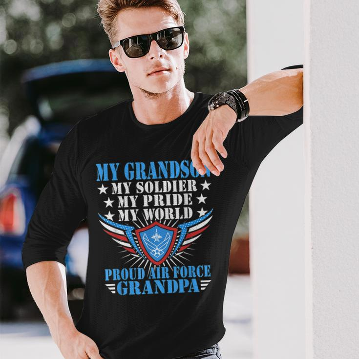 My Grandson Is A Soldier Airman Proud Air Force Grandpa Long Sleeve T-Shirt T-Shirt Gifts for Him