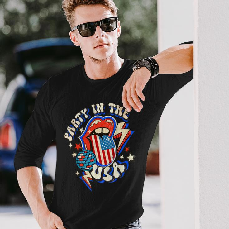 Groovy Disco Party In The Us July 4Th Usa Patriotic Long Sleeve T-Shirt T-Shirt Gifts for Him