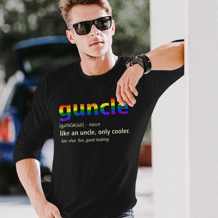 Guncle Definition Gay Lgbtq Pride Month Supporter Graphic Long Sleeve T-Shirt Gifts for Him