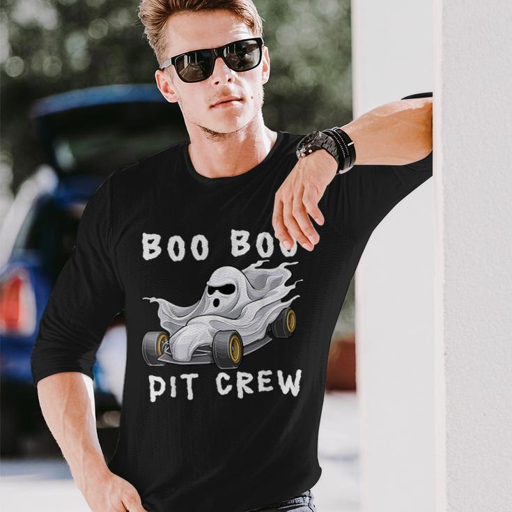 Halloween Race Car Party Racing Ghost Boo Matching Pit Crew Long Sleeve T-Shirt Gifts for Him