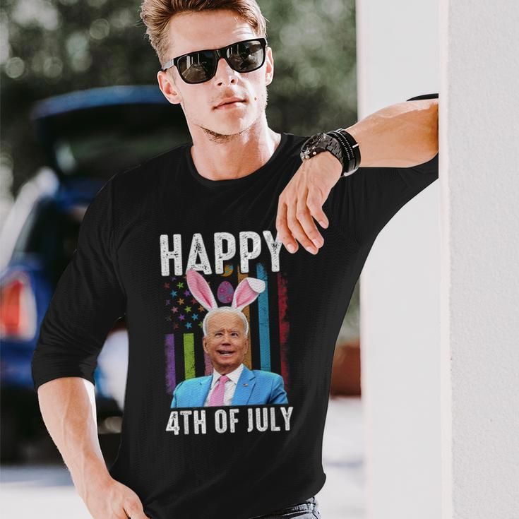 Happy 4Th Of July Joe Biden Easter Day Rabbit Bunny Eggs Long Sleeve T-Shirt Gifts for Him